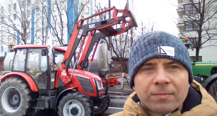 Marcin Bereźnicki ze Słębowa podczas protestu rolników dwa lata temu w Warszawie. fot. z archiwum Marcina Bereźnickiego