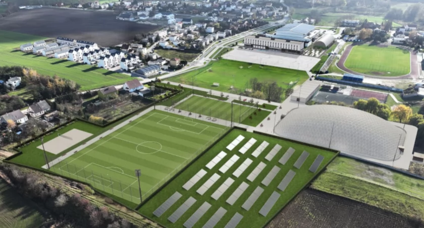 Tak będzie wyglądał cały kompleks sportowy przy ul. Grobla w Mogilnie po zakończeniu inwestycji - materiał spółki Mogilno Sport