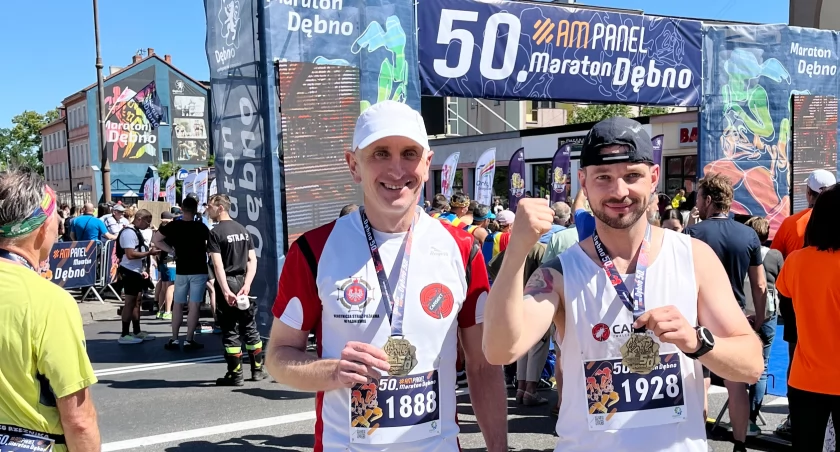 Marcin Zacharenko i Łukasz Gapiński na Mistrzostwach Polski Strażaków w Dębnie   fot. arch. domowe