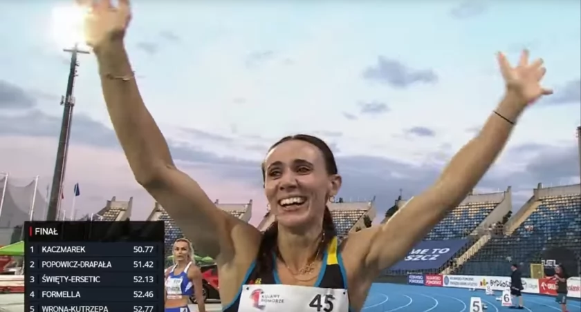 Marika Popowicz po biegu, fot z ekranu TV Dominik Księski