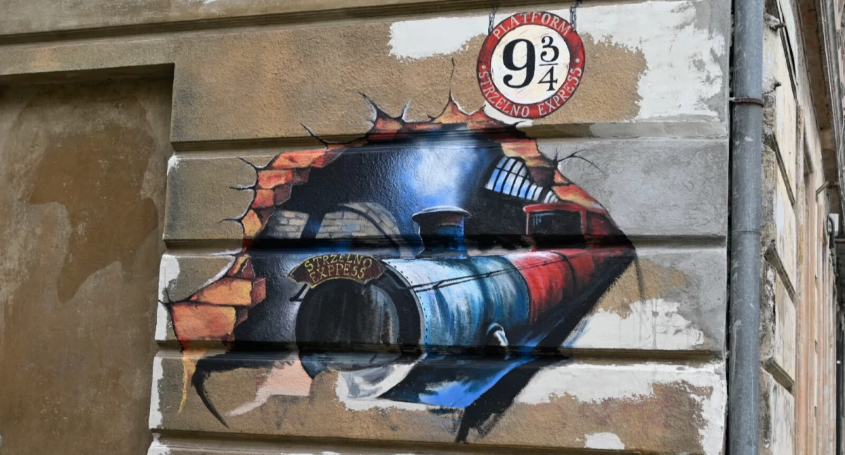 Mural na ścianie kamienicy przy ul. Cegiełka nawiązuje do powieści Harry Potter. Jego autorką jest artystka Ilona Gawrońska z Inowrocławia fot. Magdalena Lachowicz