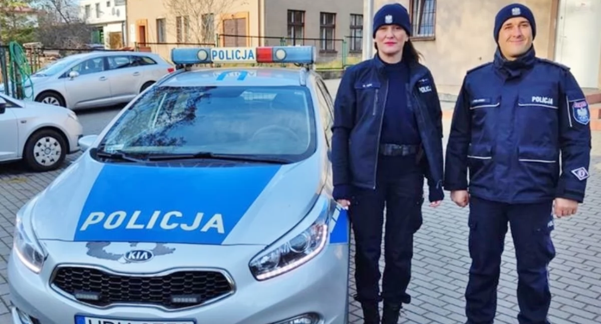 Policjanci z komisariatu w Trzemesznie asp. Jacek Piekarski i mł. asp. Małgorzata Dziel fot. KPP w Gnieżnie