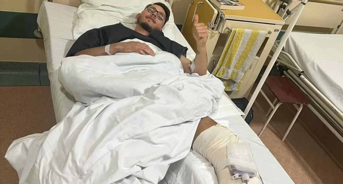 Norbert jest już po zabiegu rekonstrukcję ACL. Teraz czeka go kosztowna rehabilitacja fot. z arch. Norberta Pamfila