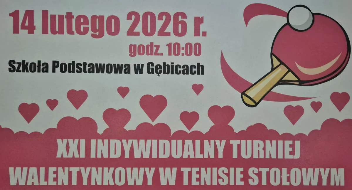 Tenis stołowy, Gębice edycja Indywidualnego Turnieju Walentynkowego Tenisie Stołowym - zdjęcie, fotografia