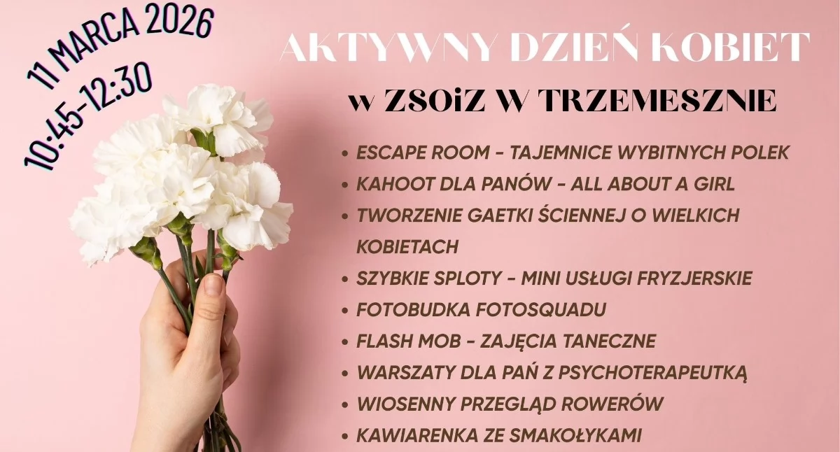 Szkoły, przedszkola, nauka, marca Goździki były Aktywny Dzień Kobiet ZSOiZ Trzemesznie - zdjęcie, fotografia