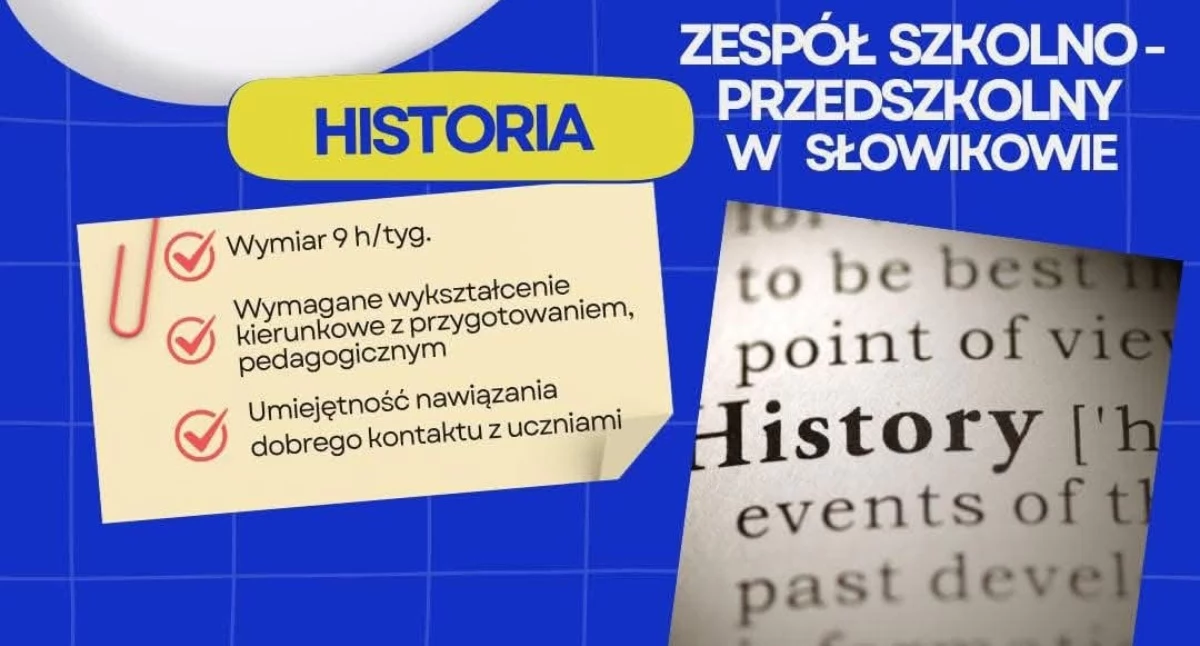 Szkoły, przedszkola, nauka, Słowikowie zatrudni nauczyciela historii - zdjęcie, fotografia