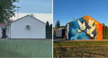 Gołębi mural w sołectwie Gołąbki (zdjęcia)