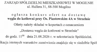 Ogłoszenie Zarządu Spółdzielni Mieszkaniowej w Mogilnie